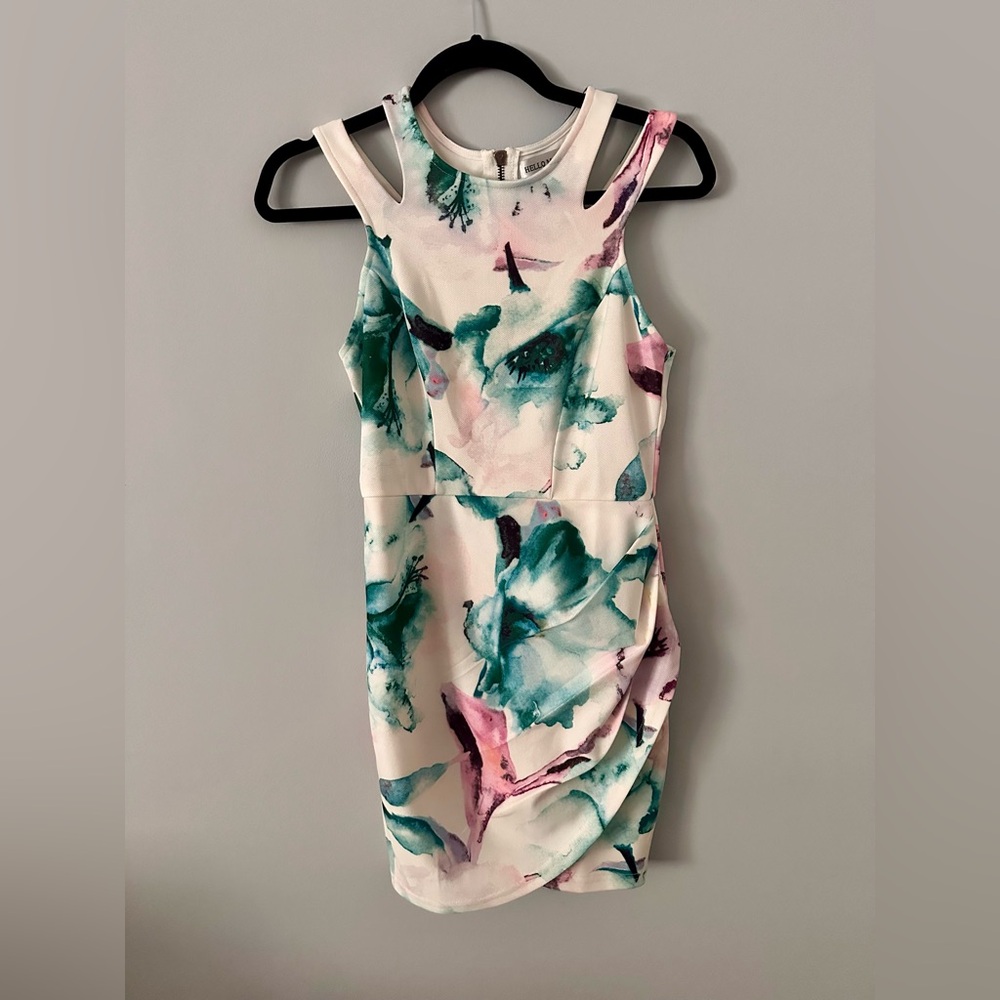 Hello Molly || White Abstract Print Mini Dress || Size 6